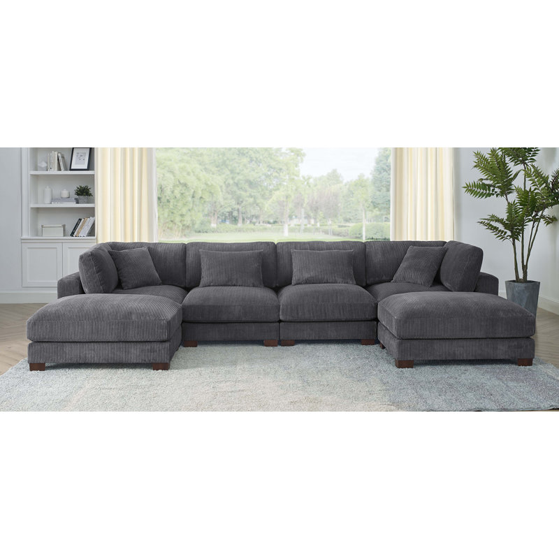 Wade Logan® Andreco 6 Piece Corduroy Sectional & Reviews Wayfair Canada